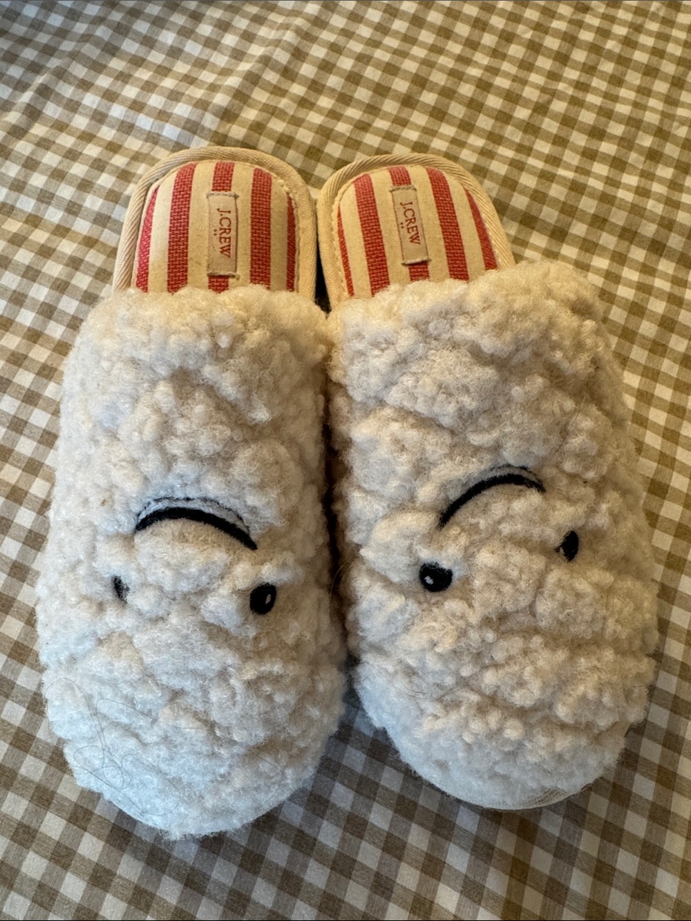 J. Crew Cream Sherpa Lamb Slip-On Slippers